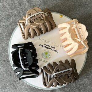 Hair Claw Clips - Black, Brown, Cream